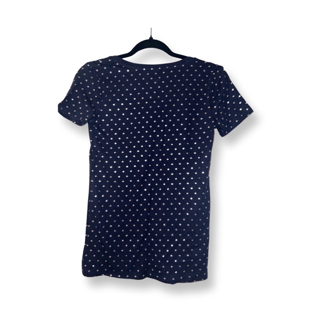 GAP Navy Blue Sparkly Silver Star Tee Shirt Size XS - Picture 2 of 5